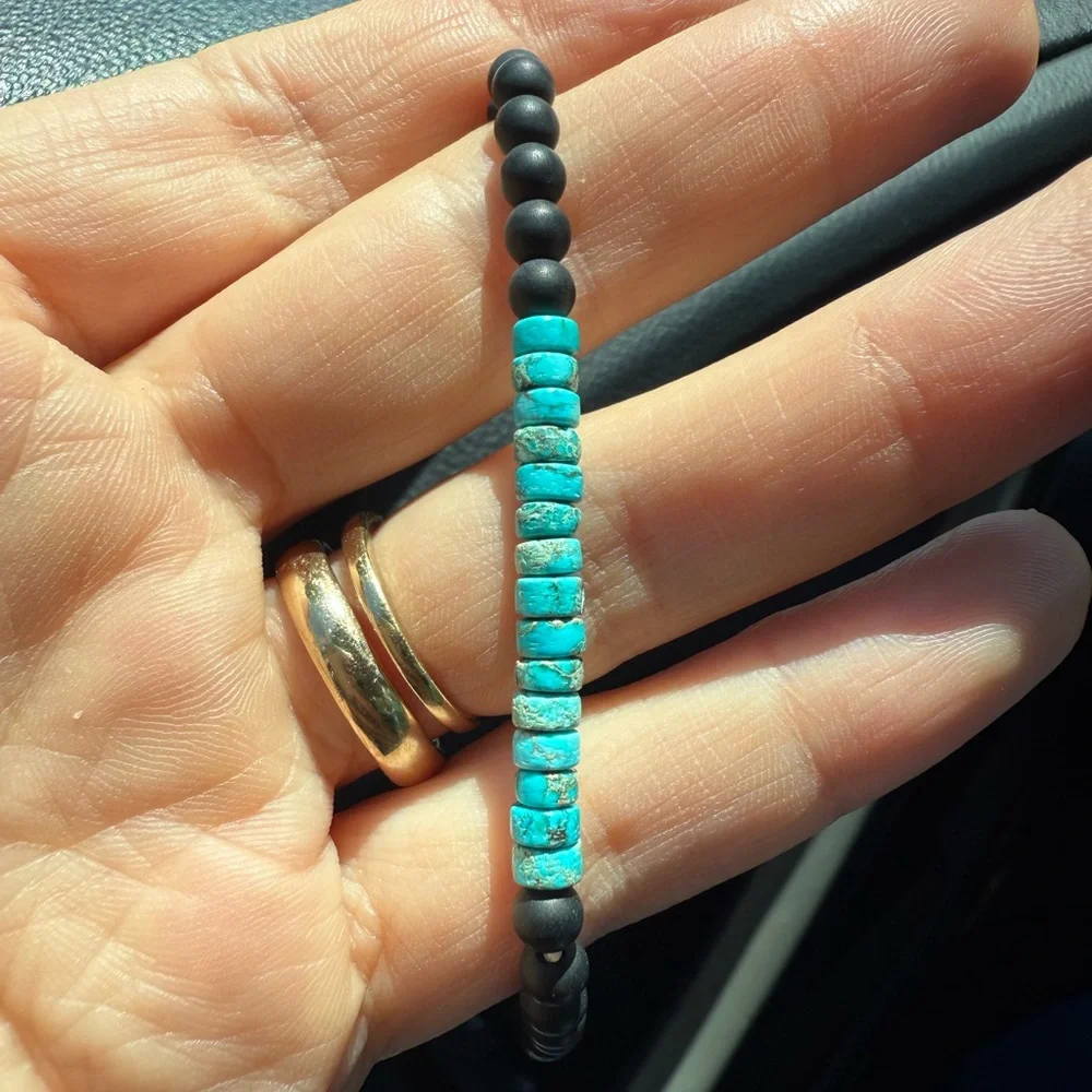 Black and Turquoise Beaded Bracelet